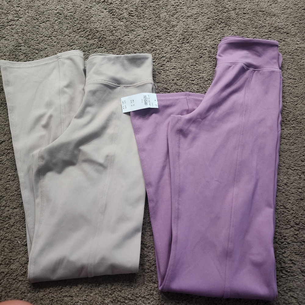 Abercrombie Purple and Beige Flared Leggings